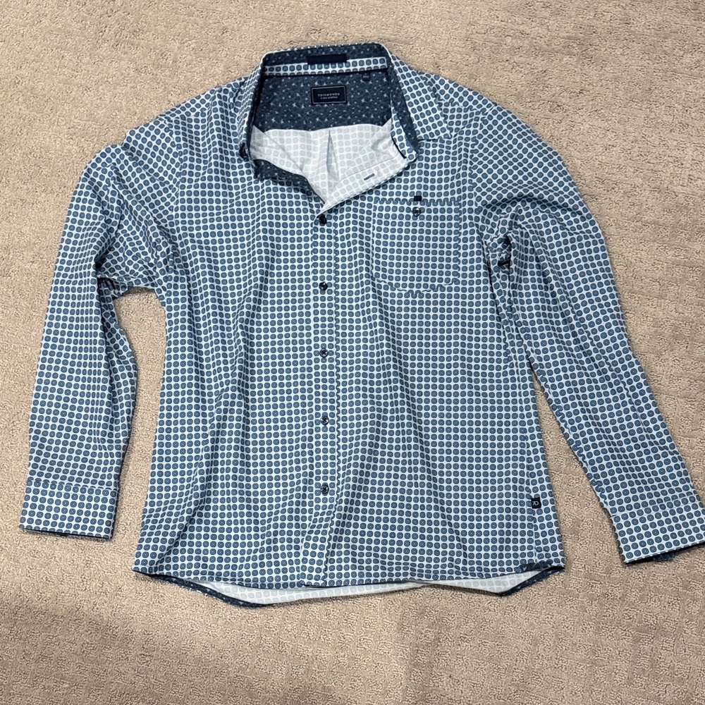 7 Diamonds Navy and White Patterned Shirt